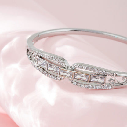 Women's Copper Bangle With Zircon Inlay, Electroplated Gold Plating