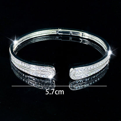 Women’s Electroplated Copper Bangle With Zircon Inlay, Featuring Elegant Gold Finish