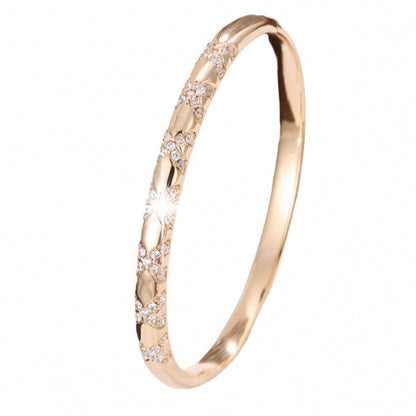 Simple Style Geometric Bangle In Copper With Golden Electroplated Finish And Zircon Inlay