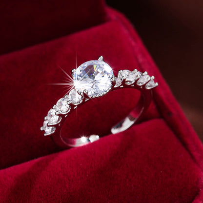 Retro Round Open Ring For Women In Electroplated Copper With Zircon Inlay