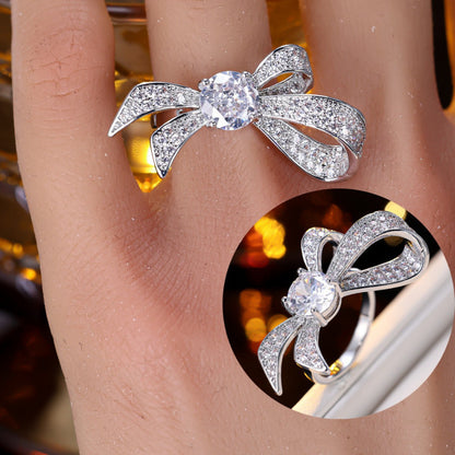 Women’s Bow Tie Ring In Gold Electroplated Copper, Elegant Fashion Jewelry, 1 PCS Package