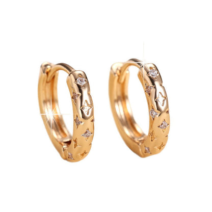 Starburst Earrings For Women In Gold Featuring Copper Ear Pins And Zircon Inlay
