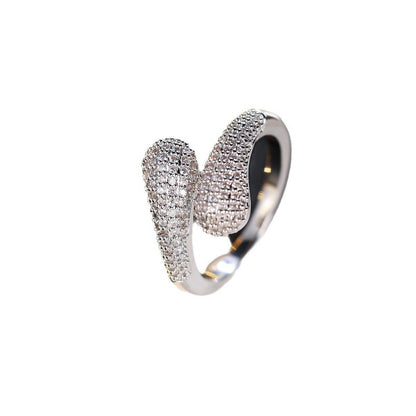 Geometric Copper Ring For Women With Zircon Inlay In Gold, Perfect For Spring And Summer