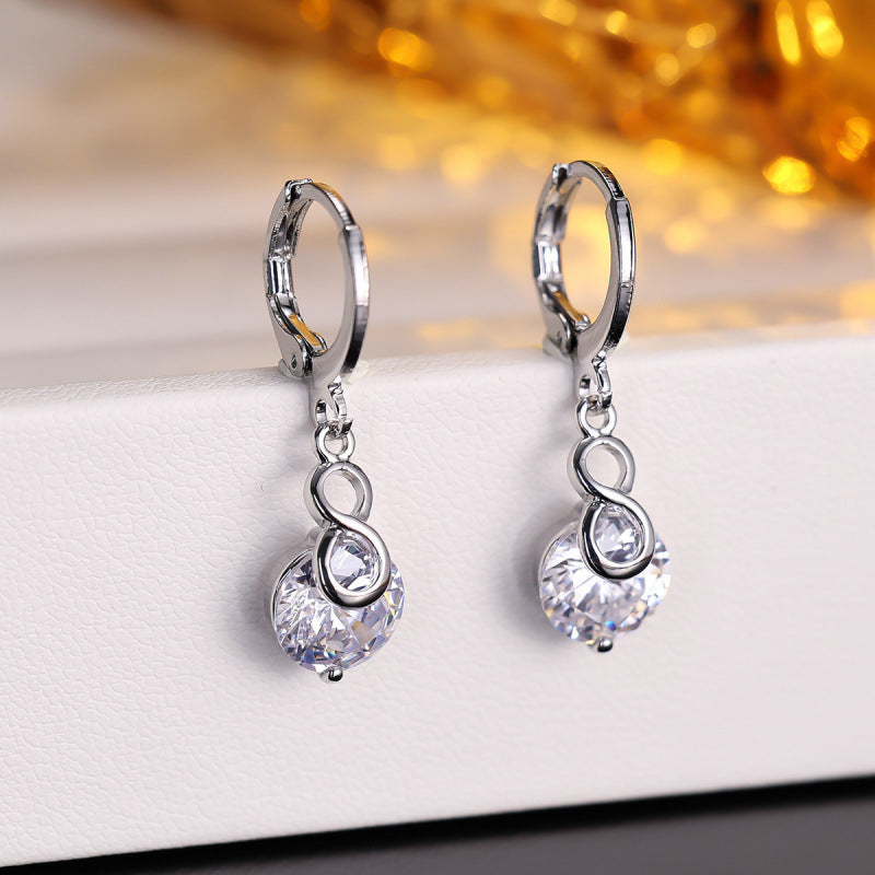 Infinity For Women Basic Style Dangling Earrings In Gold Copper With Zircon Inlay