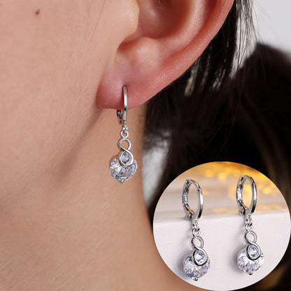 Infinity For Women Basic Style Dangling Earrings In Gold Copper With Zircon Inlay