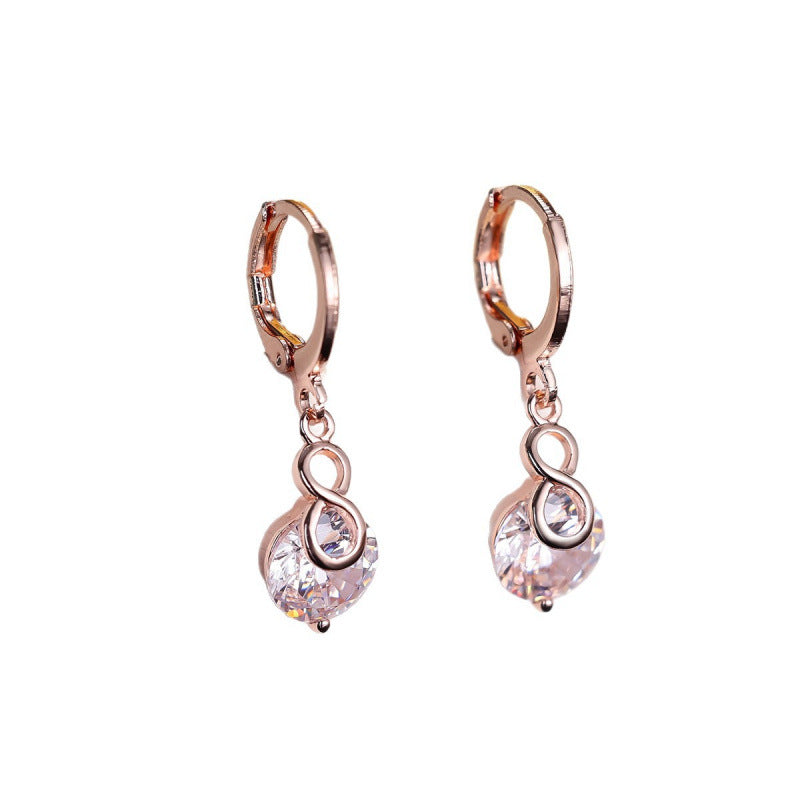 Infinity For Women Basic Style Dangling Earrings In Gold Copper With Zircon Inlay