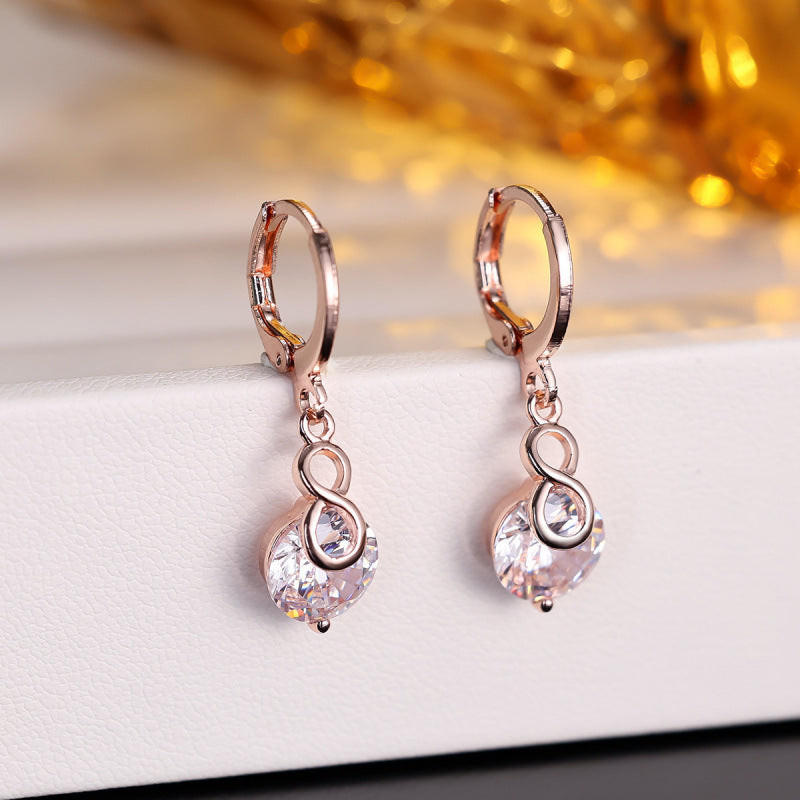 Infinity For Women Basic Style Dangling Earrings In Gold Copper With Zircon Inlay