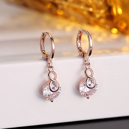 Infinity For Women Basic Style Dangling Earrings In Gold Copper With Zircon Inlay