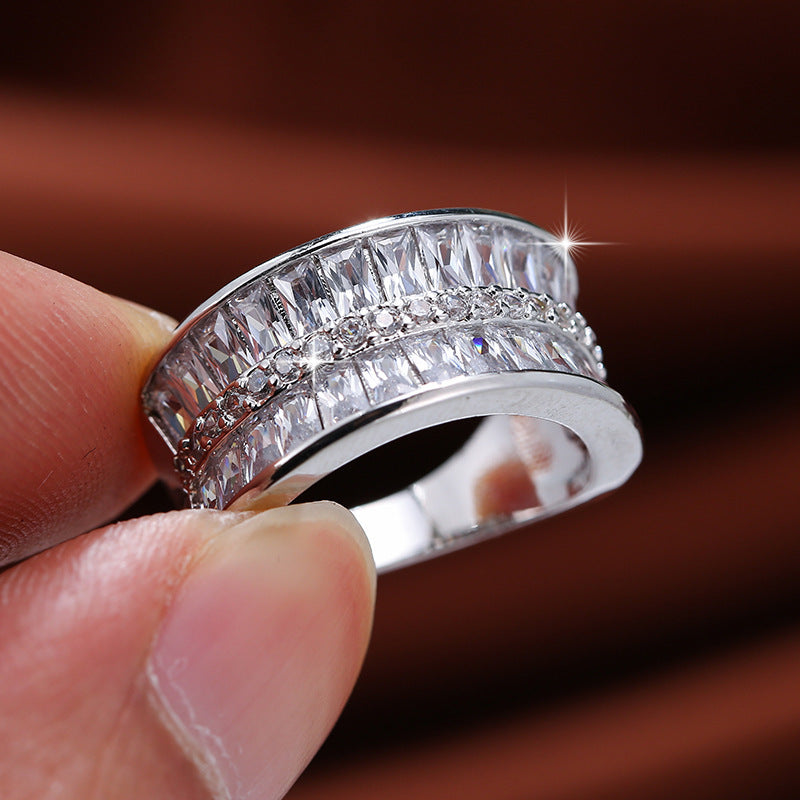 Geometric Rings For Women In Electroplated Copper With Crystal Inlay