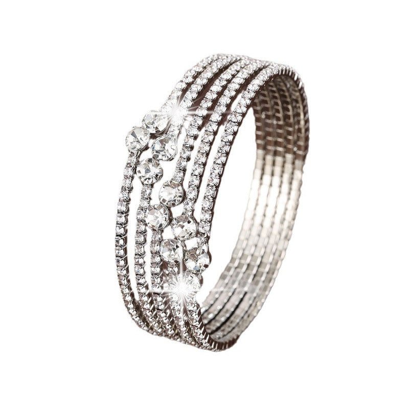 Women’s Copper Bangle With Electroplated Gold Plating And Rhinestone Inlay