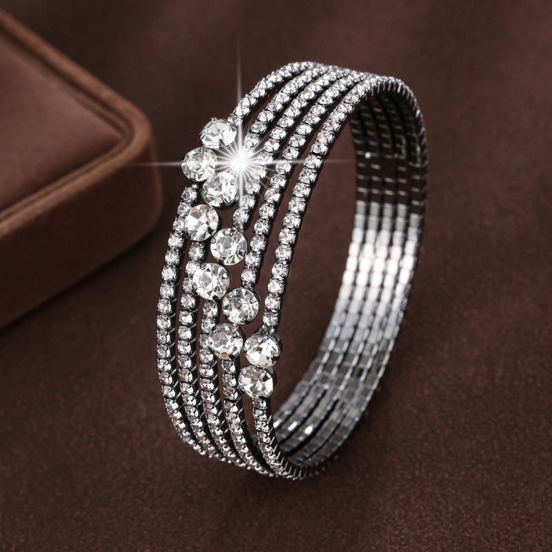 Women’s Copper Bangle With Electroplated Gold Plating And Rhinestone Inlay