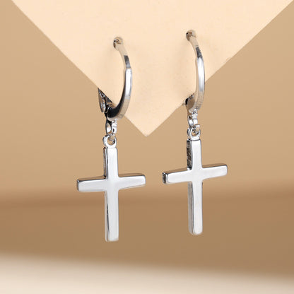 Cross Drop Earrings For Unisex Featuring Real Gold Plated Copper Material In Simple Style