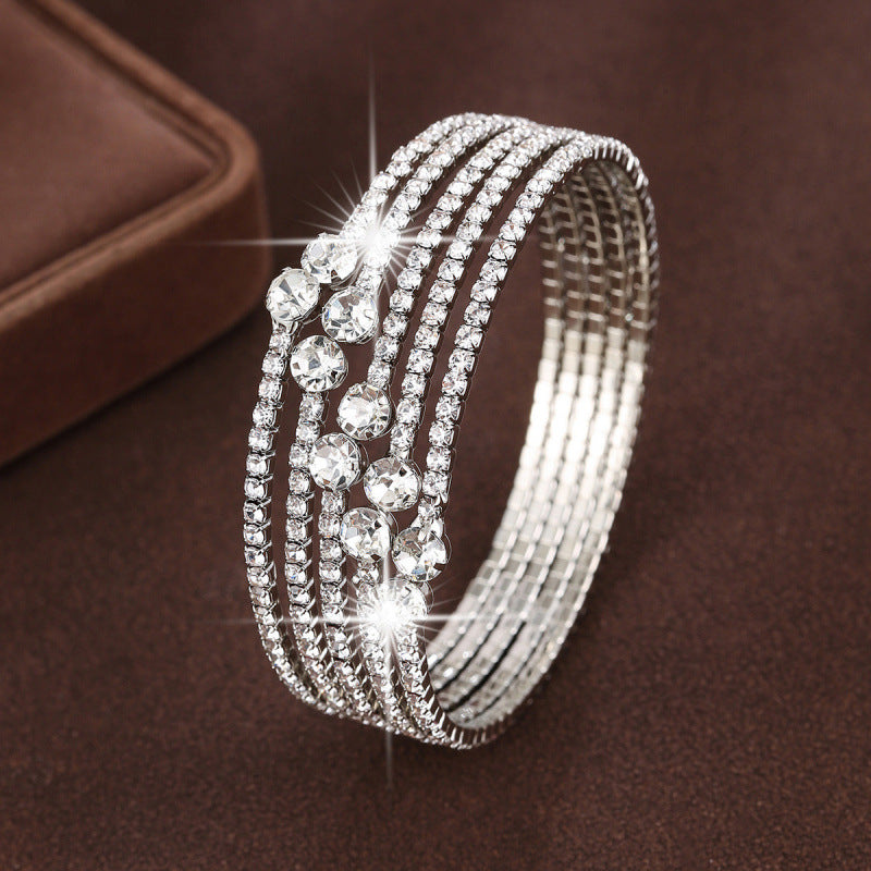 Women’s Copper Bangle With Electroplated Gold Plating And Rhinestone Inlay