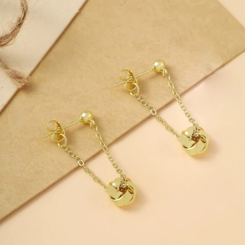 Twist Drop Earrings For Women Featuring Electroplated Finish With Copper Studs
