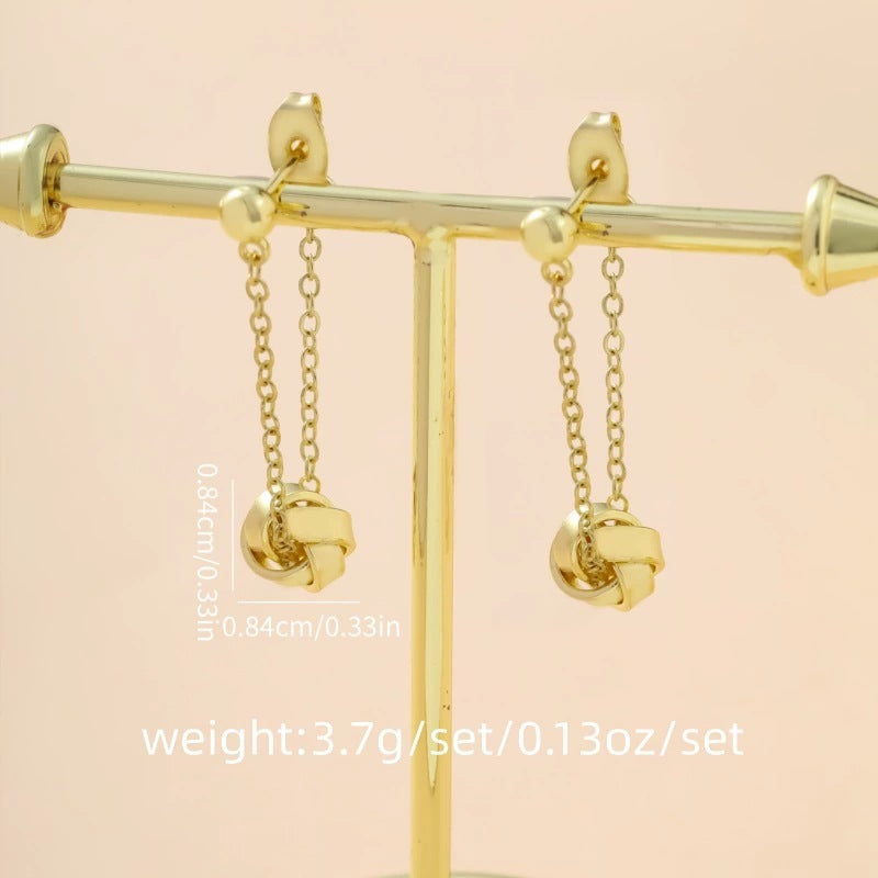 Twist Drop Earrings For Women Featuring Electroplated Finish With Copper Studs