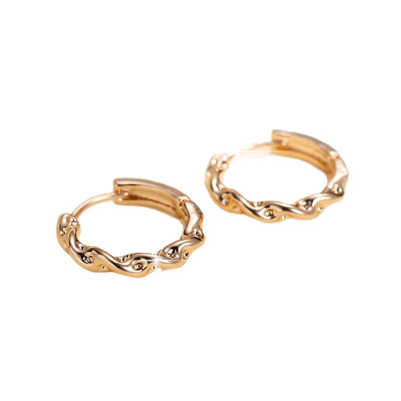 Simple Style Gold Circle Earrings For Women With Copper Ear Pins