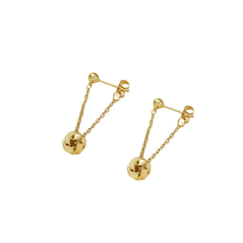 Twist Drop Earrings For Women Featuring Electroplated Finish With Copper Studs
