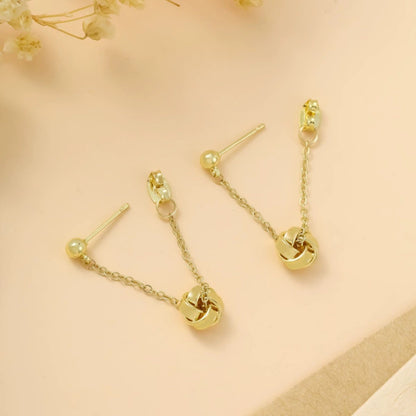 Twist Drop Earrings For Women Featuring Electroplated Finish With Copper Studs