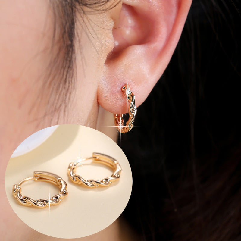 Simple Style Gold Circle Earrings For Women With Copper Ear Pins