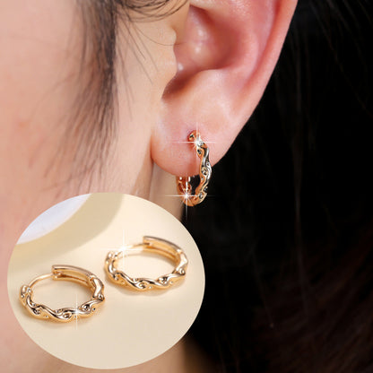 Simple Style Gold Circle Earrings For Women With Copper Ear Pins