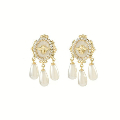 Bee Stud Earrings For Women In Simple Style Featuring Copper Tassel Craft