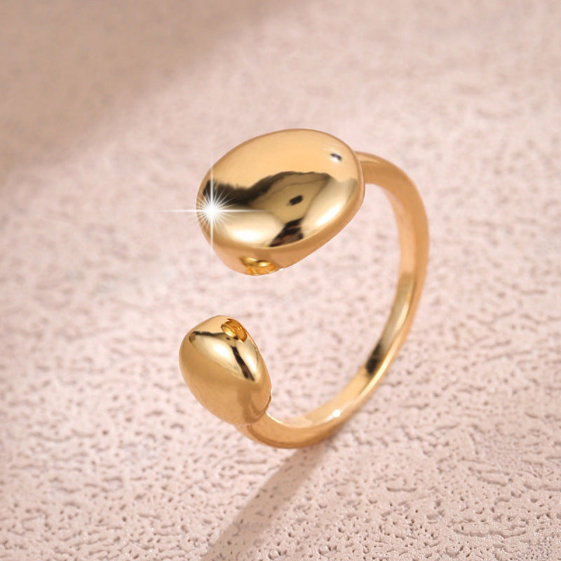 Irregular Copper Ring For Women In Simple Style, Gold Color, Perfect For Spring Season
