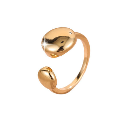 Irregular Copper Ring For Women In Simple Style, Gold Color, Perfect For Spring Season