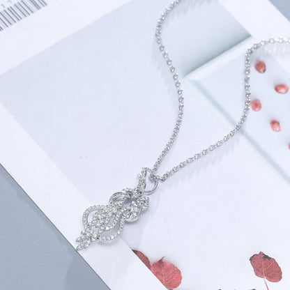 Women’s Pendant Necklace With Zircon Gem In Bezel Setting, Copper Electroplated, Featuring Cable Chain