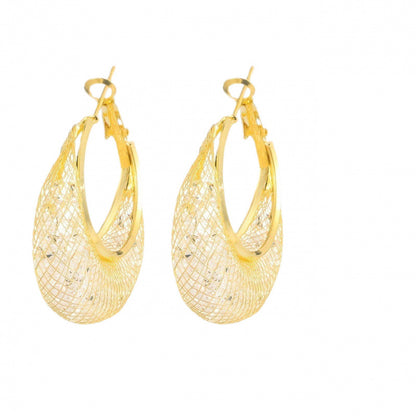 Elegant Elaborate Gold Circle Hoop Earrings For Women With Copper Ear Pins