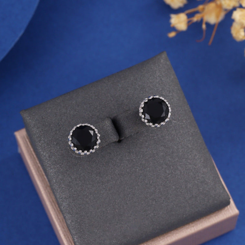 Round Stud Earrings For Unisex Featuring Electroplated Gold Finish And Copper Posts In Hip-Hop Style
