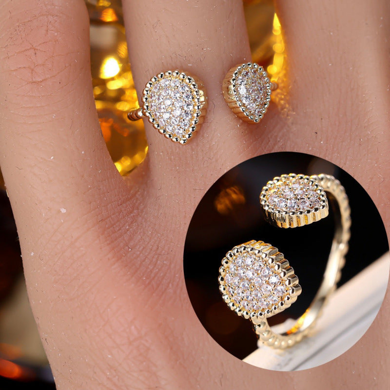 Vintage Style Water Droplets Ring For Women In Electroplated Copper With 1 PCS Package