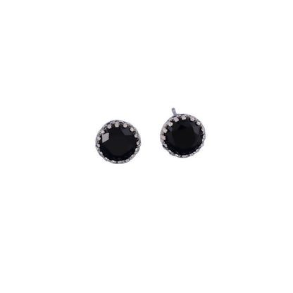 Round Stud Earrings For Unisex Featuring Electroplated Gold Finish And Copper Posts In Hip-Hop Style