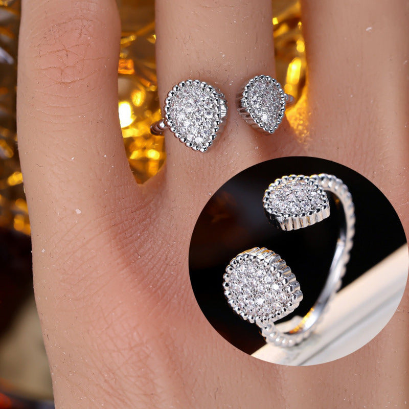 Vintage Style Water Droplets Ring For Women In Electroplated Copper With 1 PCS Package
