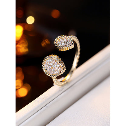 Vintage Style Water Droplets Ring For Women In Electroplated Copper With 1 PCS Package
