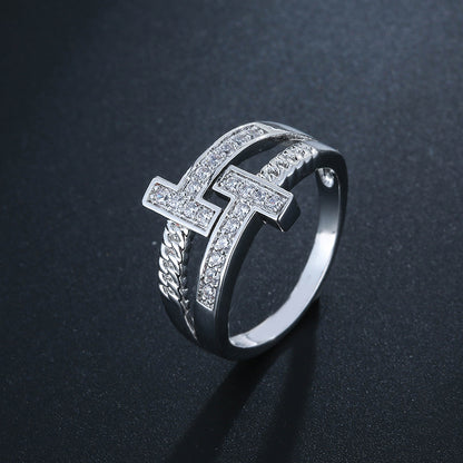 Geometric Copper Rings For Women In Simple Style With Electroplated Gold Plating, Available In White