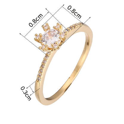 Simple Style Sun Ring For Women In Electroplated Copper With Zircon Inlay