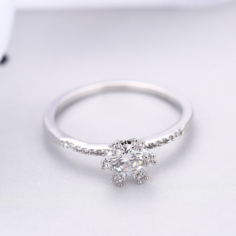 Simple Style Sun Ring For Women In Electroplated Copper With Zircon Inlay