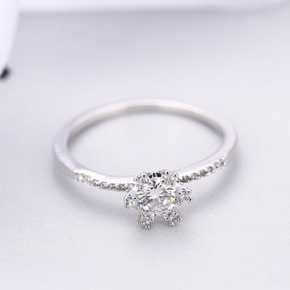 Simple Style Sun Ring For Women In Electroplated Copper With Zircon Inlay