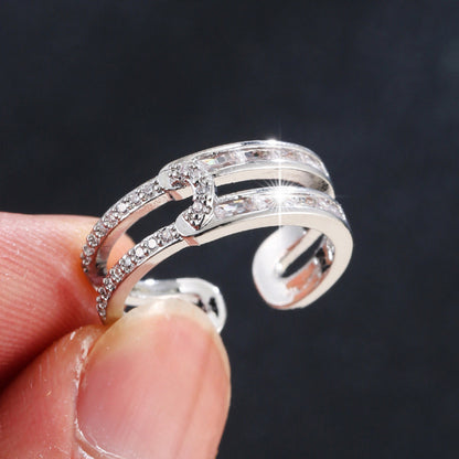 Women’s Horse Open Rings Featuring Electroplated Gold Plated Copper With Zircon Inlay