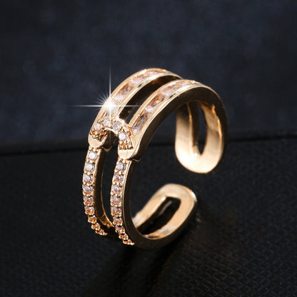 Women’s Horse Open Rings Featuring Electroplated Gold Plated Copper With Zircon Inlay