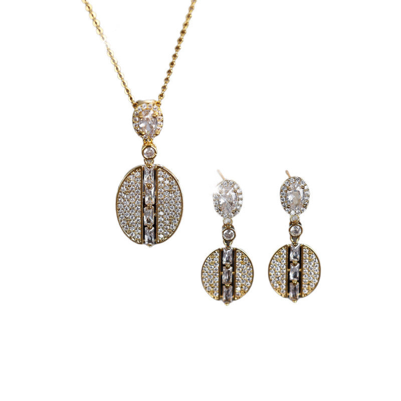 Star Jewelry Set For Women In Brass With Electroplated Gold Plating And Zircon Inlay, 1 Set