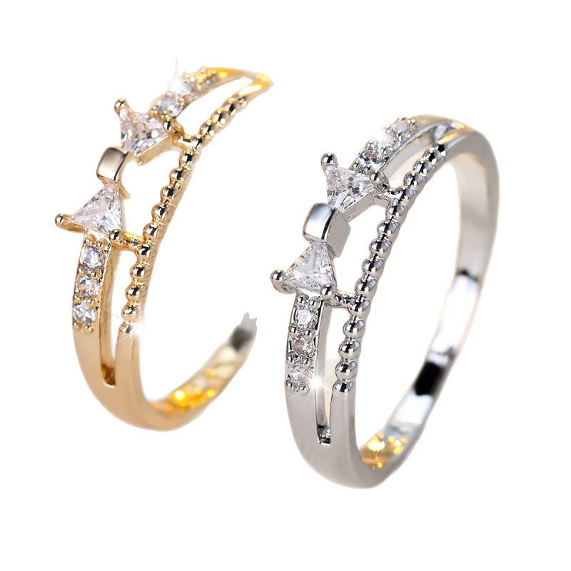Elegant Women’s Copper Bow Tie Ring With Zircon Inlay In Gold