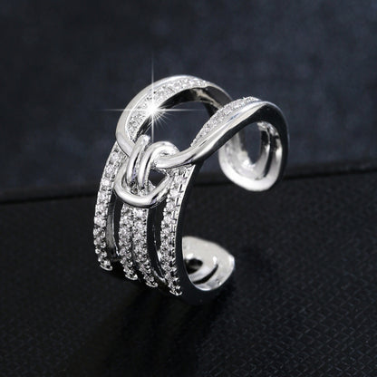 Women’s Copper Knot Open Ring With Zircon Inlay In Gold