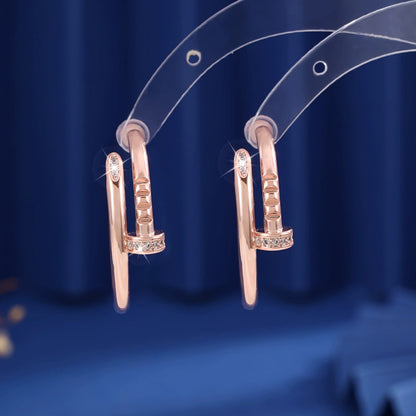 Geometric Stud Earrings For Women Featuring Electroplated Copper Posts And Zircon Inlay