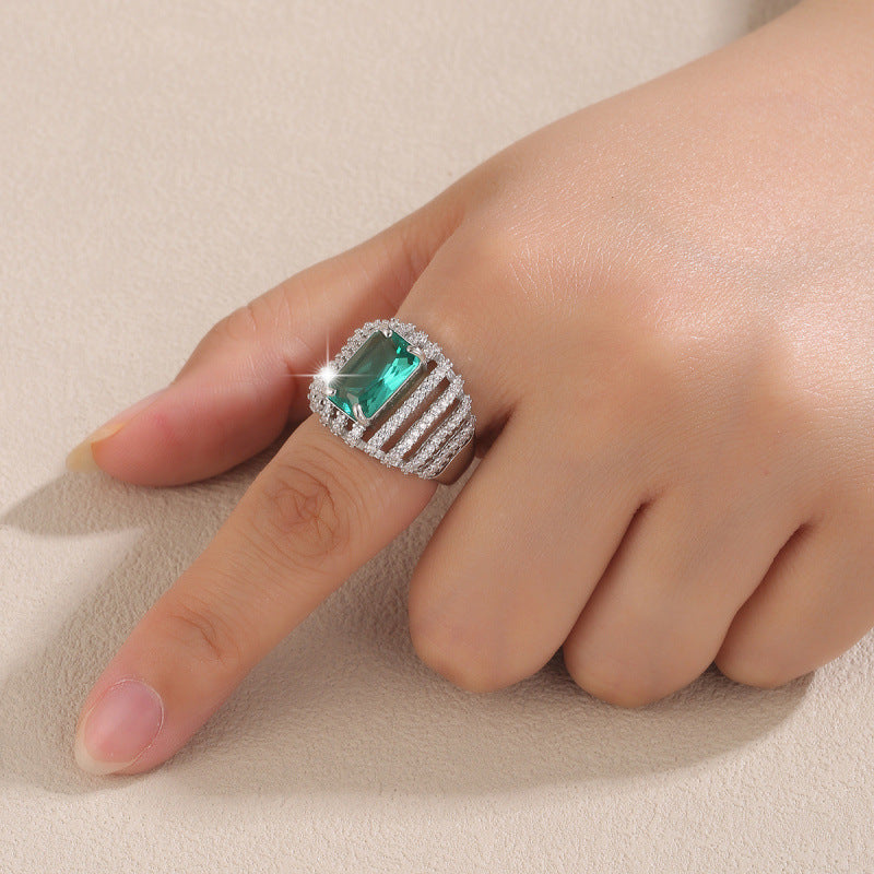 Vintage Style Geometric Open Rings For Women In Gold Copper With Zircon Inlay