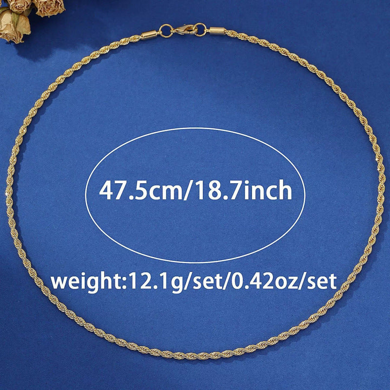Men's Irregular Necklace With Copper Twisted Rope Chain, Electroplated Finish, And Copper Pendant