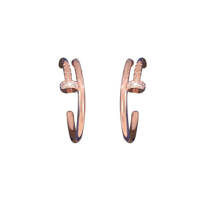 Geometric Stud Earrings For Women Featuring Electroplated Copper Posts And Zircon Inlay