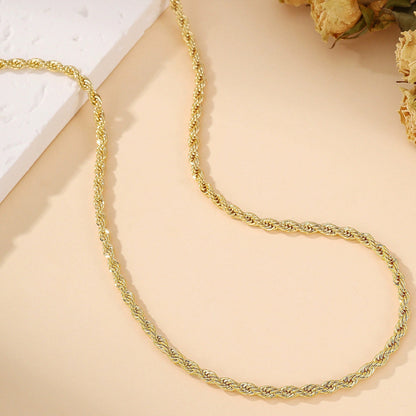Men's Irregular Necklace With Copper Twisted Rope Chain, Electroplated Finish, And Copper Pendant