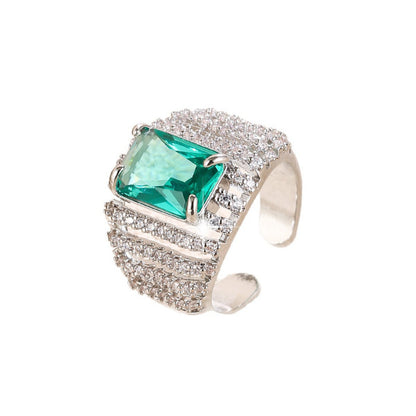 Vintage Style Geometric Open Rings For Women In Gold Copper With Zircon Inlay
