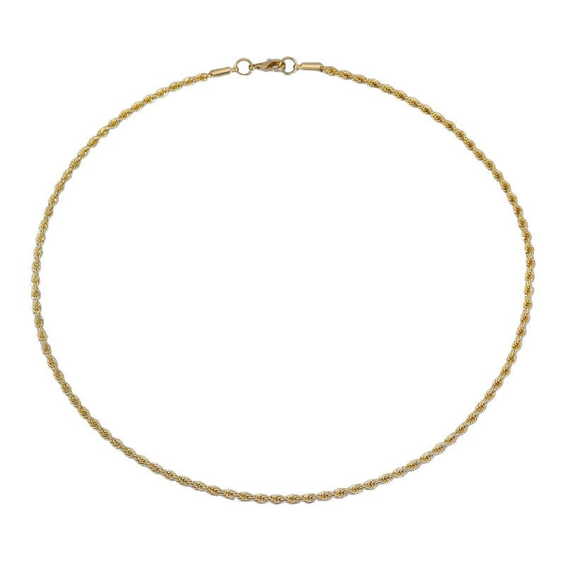 Men's Irregular Necklace With Copper Twisted Rope Chain, Electroplated Finish, And Copper Pendant